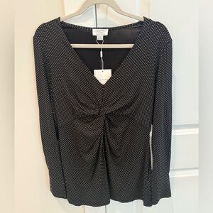 NWT Seraphine Maternity Black and White Polka Dot Shirt Top Long Sleeve Size M